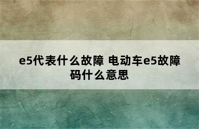 e5代表什么故障 电动车e5故障码什么意思